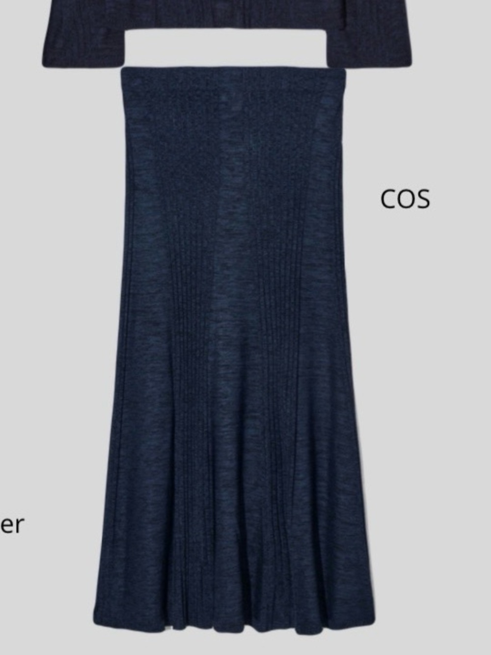 COS Navy Ribbed Knit Skirt